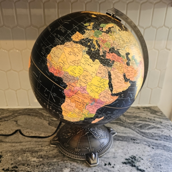 reploge Other - Replogle 12" Starlight Black Rotating World Light Up Globe Lamp w/ Art Deco Base